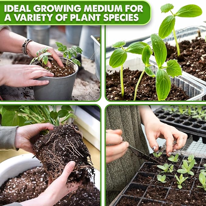 DUSPRO Recycle 8 QRT Seed Starter Soil Pre-Mixed Seed Starting Mix for Young Plant Seeds, Soilless Formula Moisture Retention, Aeration & Nutrient Seed Starting Soil 4in1
