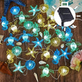 Coastal Solar String Lights Outdoor Garden Lights Marine Life Solar Fairy Garden Lights for Outside 14ft 40LED Waterproof Turtle Seahorse Starfish Clam Beach House Nautical String Lights Yard Decor