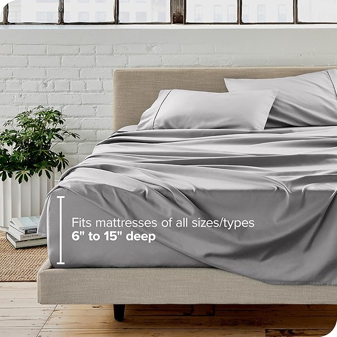 Bare Home Twin Sheet Set - 1800 Ultra-Soft Microfiber Twin Bed Sheets - Double Brushed - Deep Pockets - Easy Fit - Extra Soft - 3 Piece Set - Bedding Sheets & Pillowcases (Twin, Light Grey)