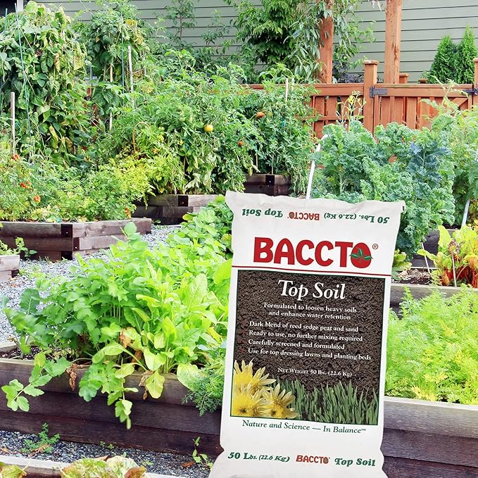 Michigan Peat Baccto Top Soil for Lawns, Gardens, and Raised Planting Beds with Reed Sedge, Peat, and Sand, 50 Pounds (2 Pack)