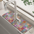 Faucet Draining Mat For Kitchen Sink Mexican Tiles Diatom Mud Absorbent Drain