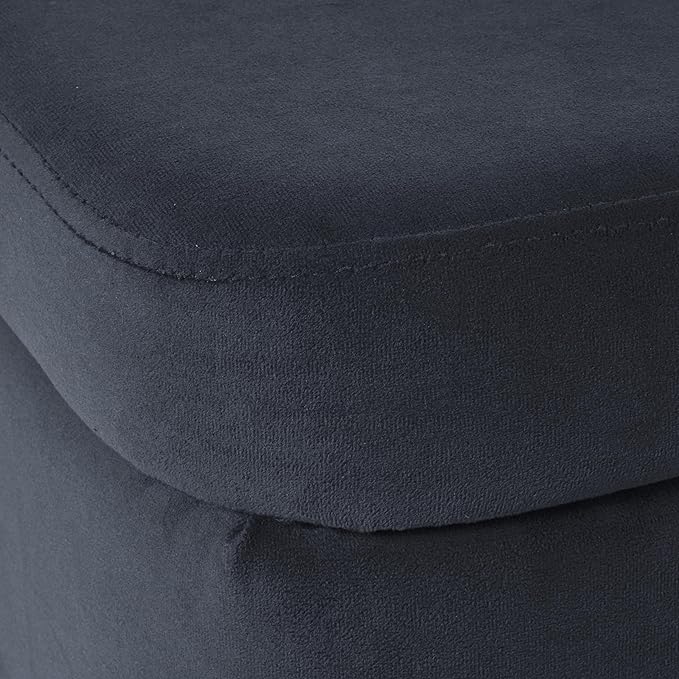 HomePop Upholstered Storage Bench with Metal Leg Home Décor|Bench with Storage for Living Room & Entryway - Blue Velvet