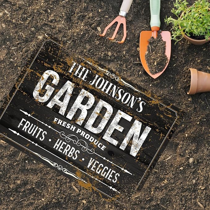 Custom Garden Sign, Christmas Gift, Personalized Text/Name for Farm and Backyard Décor Sign, 18x24 Inches, Rust Free .063 Aluminum, Fade Resistant, Made in USA by Sigo Signs