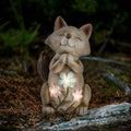 Fox Statue for Garden Decor, Garden Statue with Solar Power Light for Outdoor Patio Porch Lawn Yard Backyard Oudside Indoor Shelf Decoration,Praying Fox Sculptures & Statues Woman