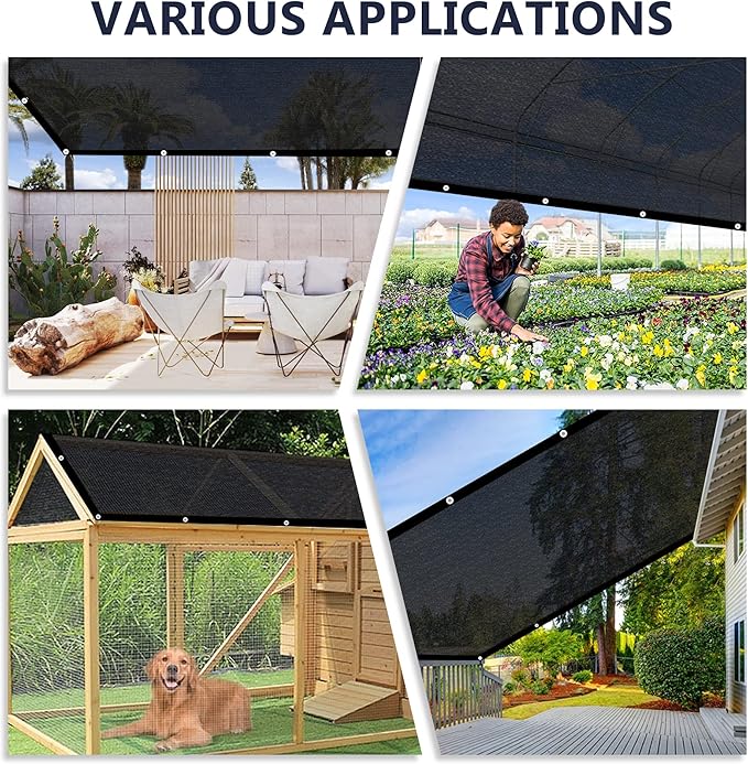 VICLLAX 70% Shade Cloth, 12x21FT Durable Black Mesh Trap with Every 3 FT Grommet, Sun Shade Fabric Netting for for Plants Cover, Greenhouse, Chicken Coop, Barn Kennel, Garden Patio