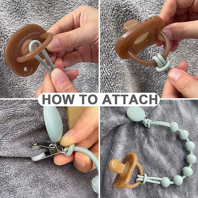 Cuddle Campus Silicone Pacifier Clip Holder with One Piece Design,Soft Flexible Binky Clips with Texture for Baby Boy and Girl Pack of 4 (6m+)