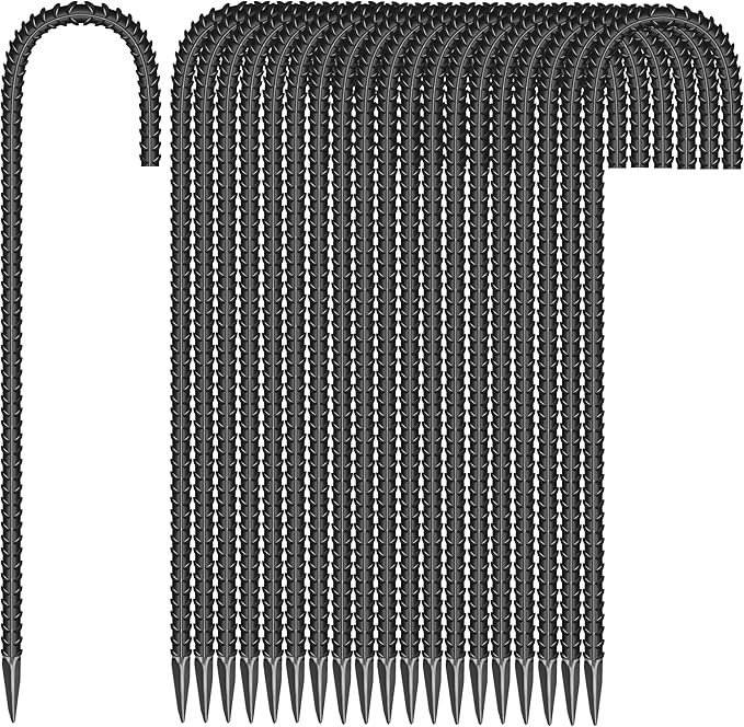 20 Pieces 12-Inch Garden Ground Stakes Galvanized Steel J Shape Hook Rebar Stakes - Heavy Duty Ground Anchors for Tents, Position Kits,Fences, and Trampolines