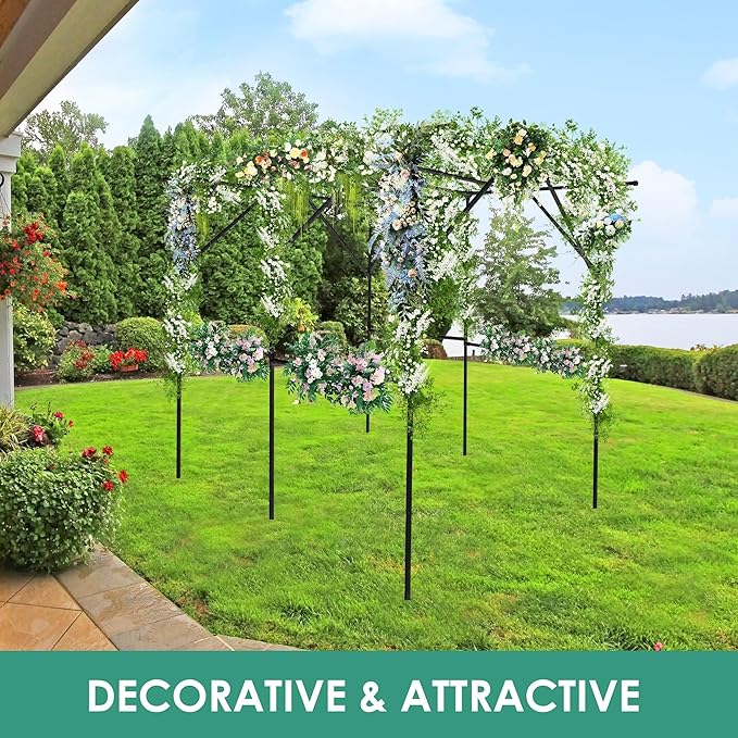 SHANTRA 79'' L x 59'' W x 79'' H Grape Vine Support Arch Arbor, Garden Arch Trellis, Plant Climbing Pergola, Arbour Gazebo Trellis for Backyard Decoration, White Rack for Vineyard