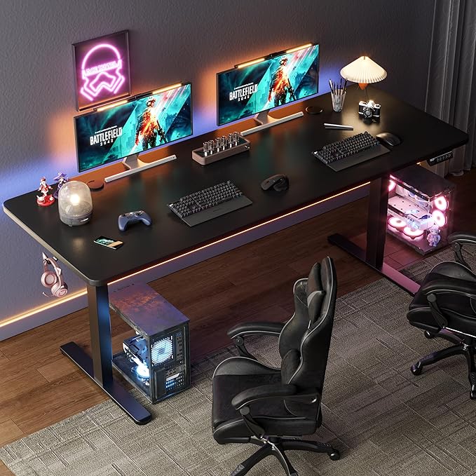 Monomi Electric Standing Desk, 79 x 31.5 inches Height Adjustable, Ergonomic Home Office Sit Stand Up Desk with Memory Preset Controller (Black Top/Black Frame)