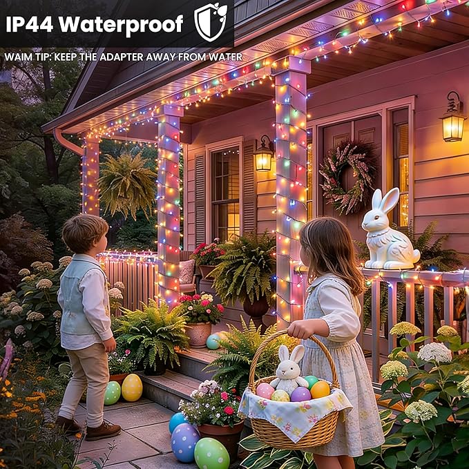 iShabao RGB Color Changing String Lights, 180ft 500 LED Red Wihte Blue Light with Remote Timer, Wateproof Plug in,July 4th Patriotic Lights for Wreath Home Party Yard Garden Tree Decor