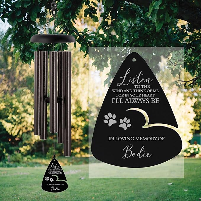 Personalized Listen to The Wind Pet Memorial Wind Chime (44" Black)
