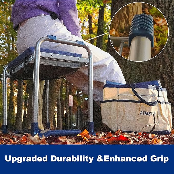 Aimerla K5 Foldable Kneeler Seat - Heavy Duty (Detachable Cloud Kneeler Pad) - Garden Stool - 2 Large Tool Bags - Portable Bench for Indoor & Outdoor