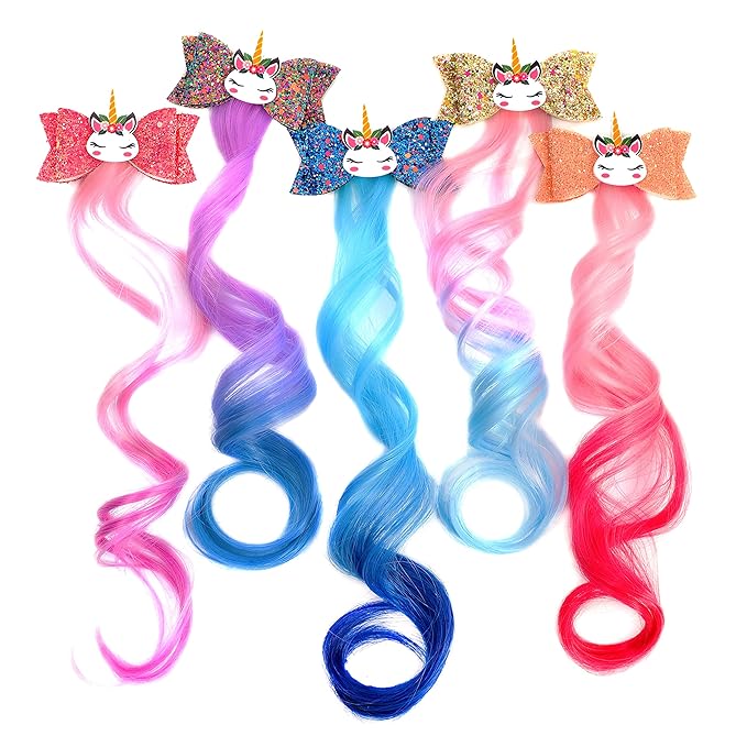 5- Colored Hair Clips For Girls Hair Extensions For Kids
