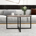 HOMERECOMMEND Round Coffee Table Nesting Tables for Living Room Tea Desk with Black Metal Legs Tea Table Balcony End Sofa Table Study,Black+Grey