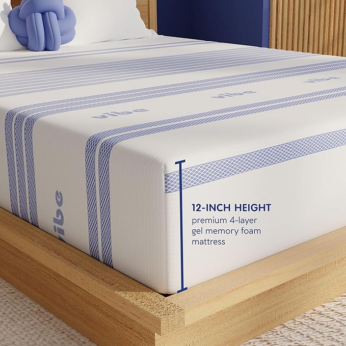 Vibe 12-Inch Gel Memory Foam Mattress | Bed in a Box, [Mattress Only], Twin XL (410263-1120)
