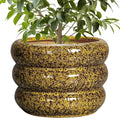 SQOWL Ceramic Flower Pots - 10 Inch Plant Pot Indoor with Drainage Hole, Round Bubble Planter for Outdoor Plants, Decorative Ceramic Plant Pot, Porch Home House Decor, House Warming Gifts, Yellow