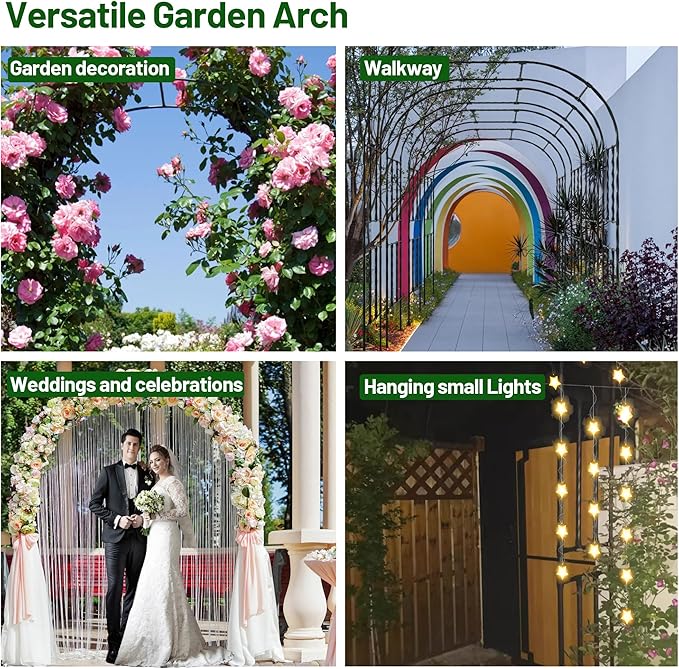 Garden Arch Trellis, Trellis Arch for Climbing Plants Outdoor, 8.2 x 7.9FT Metal Full Garden Arbor, Garden Trellises for Patio Lawn Backyard, Large Archway Decoration Black 98.4" x 94.5in