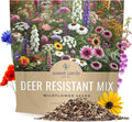 Deer Resistant Wildflower Seed Mixture - Bulk 1 Ounce Packet - Over 15,000 Deer Tolerant Seeds - Open Pollinated and Non GMO