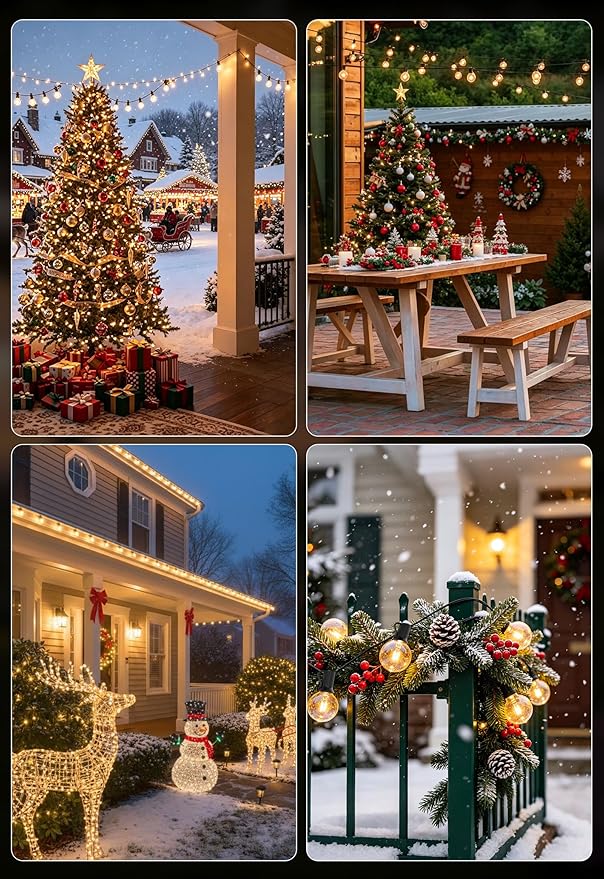 DAMAING Outdoor String Lights LED 50Feet G40 Globe Patio Lights with 27 Edison Plastic LED Bulbs,2700K Warm Glow Weatherproof for Indoor Outdoor Backyard Bistro Lighting