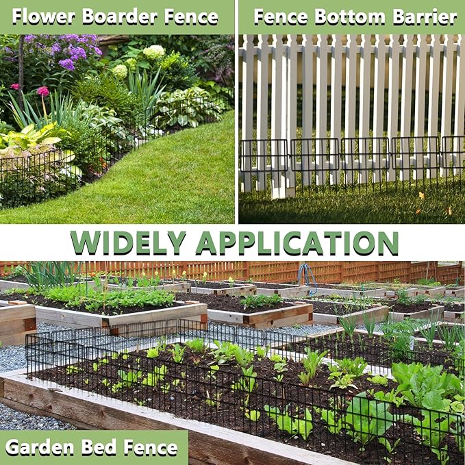 17in(H) x 26ft(L) Garden Fence Animal Barrier No Dig, 26 Panels Rustproof Small Metal Fencing, 1.5in Gap Fence Border, Outdoor Decorative Fence for Yard Dogs Rabbits