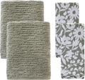 SKL Home CloudSoft/Bedford Floral 100% Cotton Luxury 4-Piece Towel Set