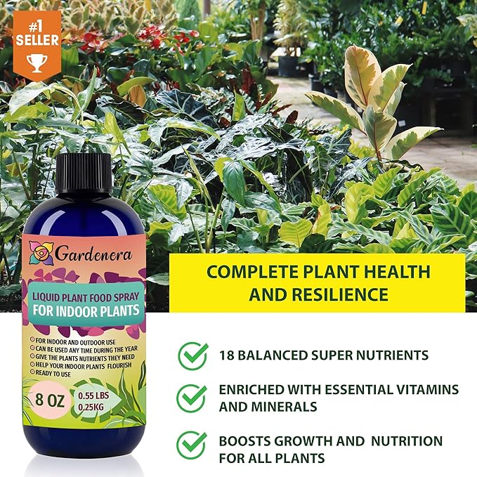 Gardenera Professional Begonia Superfood Spray Mist for Home Gardening | Micro-Fungi Enriched Fertilizer Mist for Healthy Leaves & Growth | 18 Essential Vitamins & Minerals for Begonia - 8oz