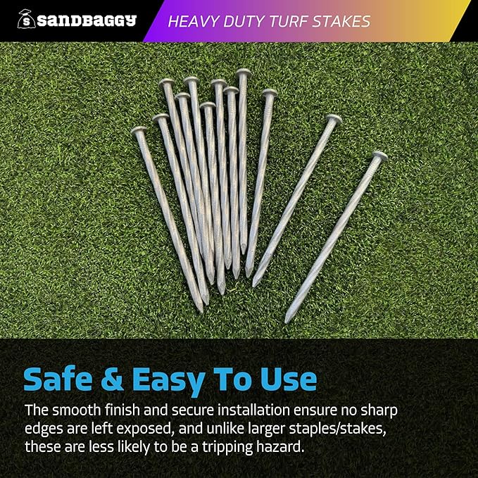 Sandbaggy 6" Heavy Duty Galvanized Artificial Turf Stakes - Spiral Landscape Nails - Ground Spikes/Pins - Synthetic Grass, Lawn, Edging, Weed Barrier Fabric, Garden (6 inch - Heavy Duty, 200, Count)