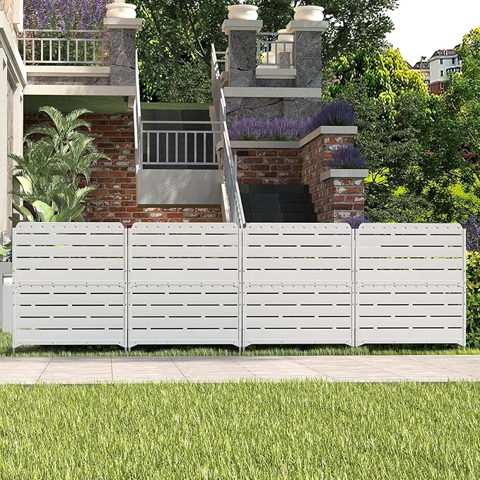 HOMSPARK Fence Privacy Screen Decorative Garden Fence Panels Multi-Purpose, No Dig Animal Barrier Fence Air Conditioner Fence Panels for Outside Yard Patio Pool, 45.7" W x 52" H, 2 PCs, White