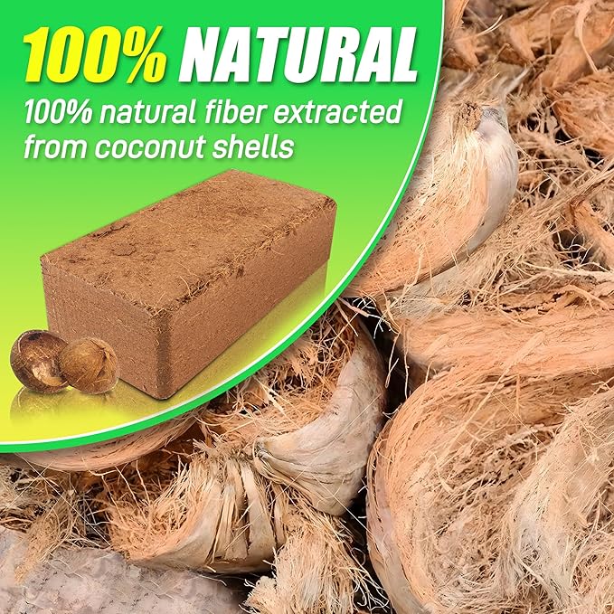 Coco Coir Brick for Plants-6 Pack Premium Coconut Bricks, 100% Organic Peat Moss, Fiber Coconut Husk for Planting, Gardening, Potting Soil Substrate