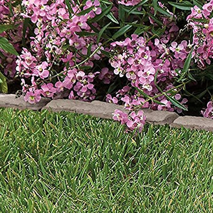 Suncast 2 Pack Quick Edge Resin Material 35 Inch Single Strip Natural Stone Lawn Border Edging for Patio, Gardening & Landscaping, Flagstone