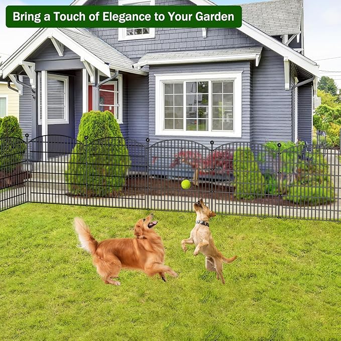10 Panels Decorative Garden Fence - 32 in (H) x 23.6 ft (L) No Dig Dog Fence Outdoor for Yard, Rustproof Tall Garden Fencecing Panels, Animal Barrier Suitable for Yard Border, Patio, and Outdoor Use