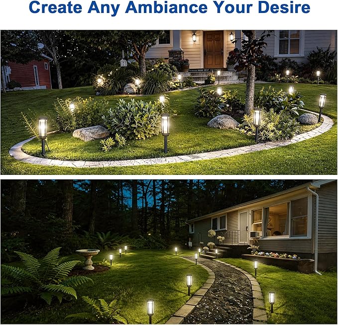 Solar Pathway Lights Outdoor Waterproof IP65, 8 Pack Cool White Solar Walkway Lights, Auto On/Off Outdoor Light for Lawn Garden Patio Driveway Decor Landscape Lighting