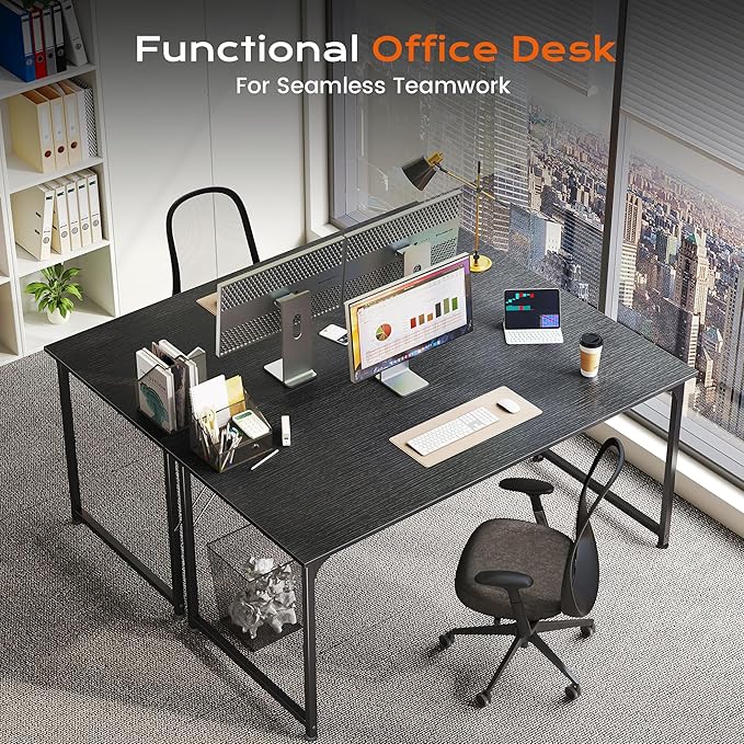 PRAISUN 47 X 24 Inch Computer Desk with Deeper Desktop, Gaming Office Writing Work Desk for Home Office, Study, Bedroom, Work from Home, Metal Frame, Black