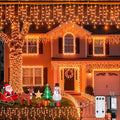 JMEXSUSS Orange Christmas Lights Outdoor, 800 LED Orange Icicle Lights Outdoor Waterproof, 8 Modes String Light Plug in for Fireplace Tree Garden Patio Thanksgiving Fall Halloween Decor