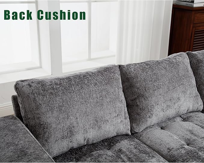 Ball & Cast 104.5" L Shaped Sectional Couch with Storage Ottoman, Chenille Upholstered 5 Seat Modular Sofa with Reversible Chaise for Living Room, Easy Assembly, Gray