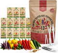 Organo Republic 13 Unique Super Hot Pepper Seeds Variety Pack - 1,020+ Non-GMO Heirloom Pepper Seeds for Outdoor and Indoor Home Gardening, Including Pepper Caloro, Firecracker, Habanero, Fresno Chili