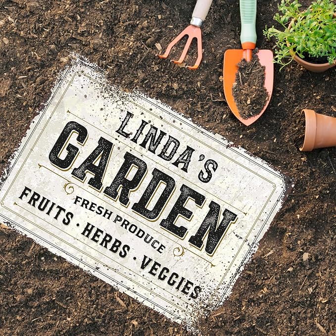 Custom Garden Fresh Produce Sign, Personalized Rustic Name for Backyard, Farm and Christmas Décor Sign, 12x18 Inches, Rust Free .063 Aluminum, Fade Resistant, Made in USA by Sigo Signs