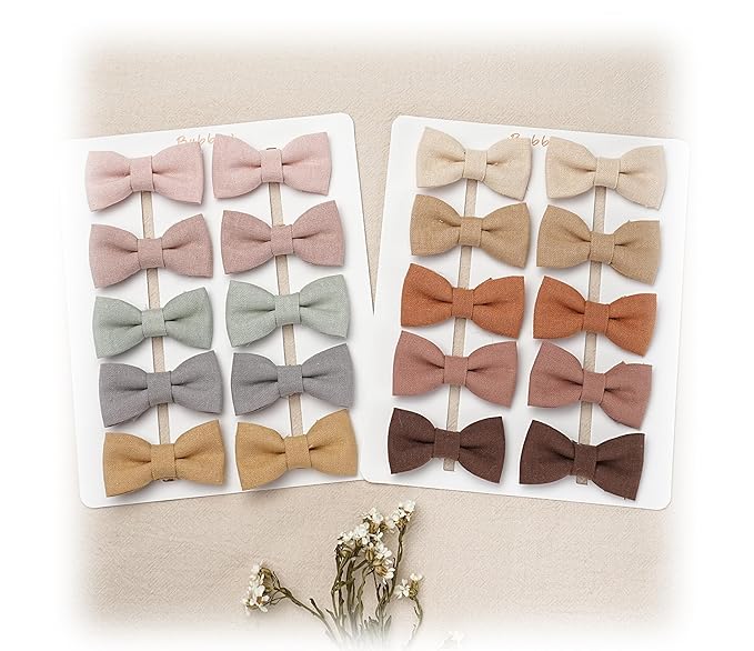 FANCY CLOUDS Baby Hair Clips with Baby Girl Bows,20pc Boutique Handmade Fully Lined Hair Barrettes Hair Accessories for All Age Girls Toddlers Infants