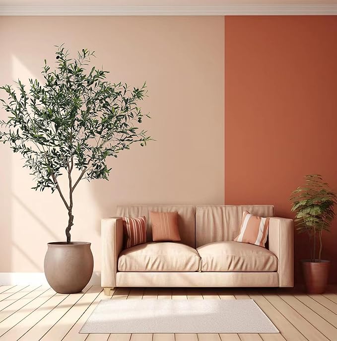 Artificial Olive Tree 7ft(82in,2200+Uv Protection Leaf) Tall,Faux Olive Tree Indoor Artificial Tree for Modern Home Office Living Room Floor Decor Indoor