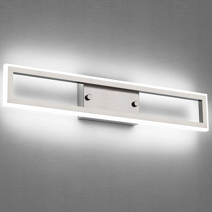 ZUZITO Brushed Nickel Vanity Lights for Bathroom - Dimmable LED Bathroom Lights - Modern 24 Inch Vanity Light 6000k