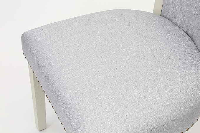 East West Furniture X077VE005-7 7 Piece Dining Table Set Consist of a Rectangle Dining Room Table with X-Legs and 6 Grey Linen Fabric Parsons Chairs, 40x72 Inch, Multi-Color
