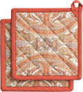 Maison d' Hermine Pot Holders Set 100% Cotton Heat Resistant Potholders 8" x 8" Hot Pads with Loop for Thanksgiving Christmas Decorations BBQ Baking Handling Hot Pans (Pack of 2, Kashmir Paisley)
