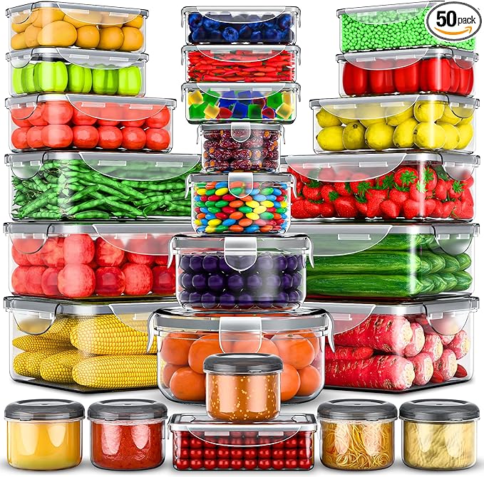 RockBerry 50 Pcs Large Food Storage Containers
