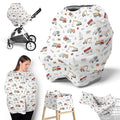 Sweet Jojo Designs Red and Blue Construction Truck Boy Infant Baby Car Seat Cover Nursing Breastfeeding Shopping Cart Stroller Canopy - Grey Yellow Orange Brown Black and White Transportation