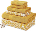 Modern Threads Trefoil Filigree 6-Piece 100% Cotton Towel Set – Reversible Yarn