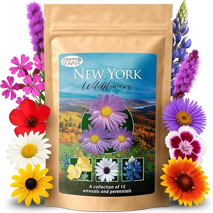 Created By Nature New York Wildflower Seed Mix, 15 Flower Variety, 50,000 Seeds