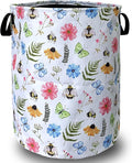 Cute Bee Floral Flowers Laundry Basket Foldable