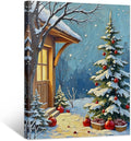Framed Christmas Pictures Wall Decor,Vintage Pine Tree Prints,Winter Christmas Canvas Wall Art Decoration for Bedroom Bathroom Living Room Rustic Xmas Holiday Gifts (Christmas Tree 21, 12'' X 16'')