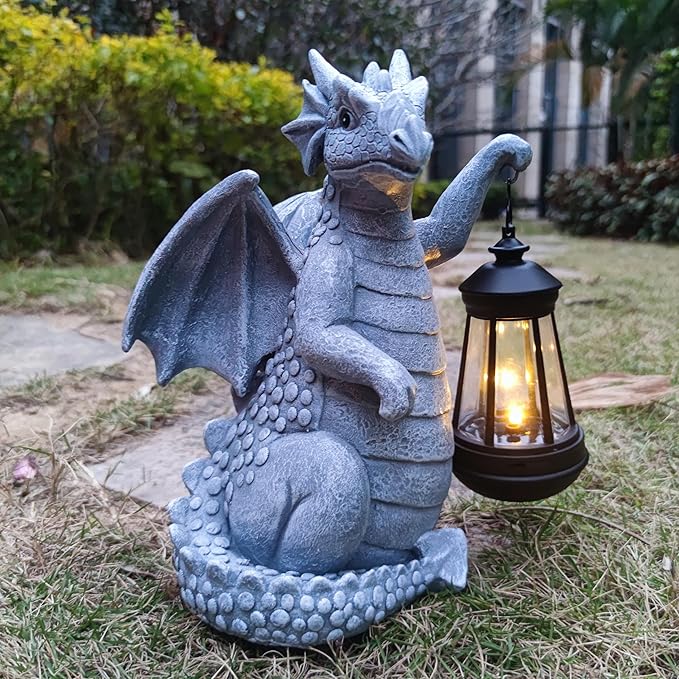 Dragon Solar Outdoor Garden Statue - Dragon Outdoor Figurie Lights - Yard Decorative Outdoor Statue Suitable for Patio, Balcony, Patio Decoration - Specially Customized Gift for Mom