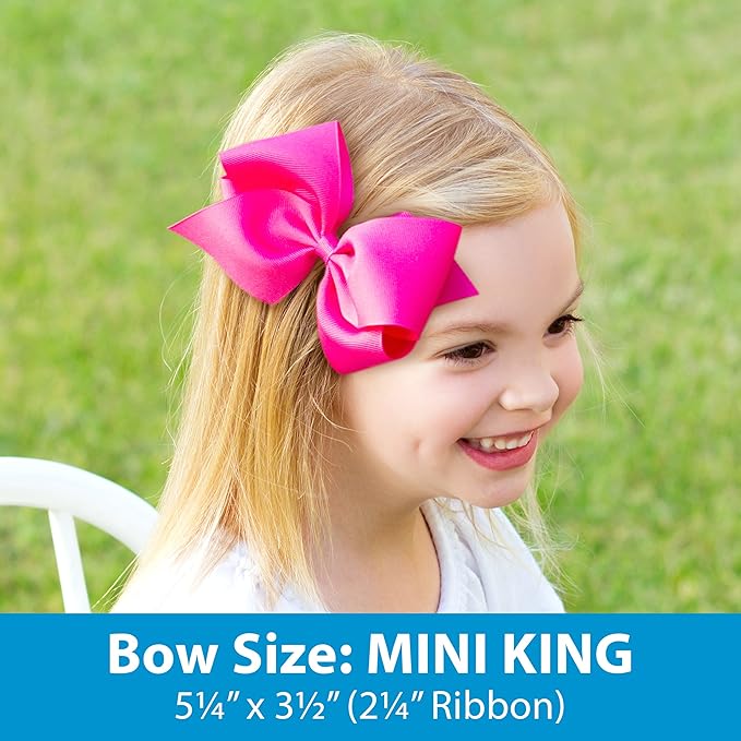 Wee Ones Girls' Classic Grosgrain Hair Bows with Plain Wrap Center, No-Slip Hair Clip, Handmade, Pearl White, Mini King